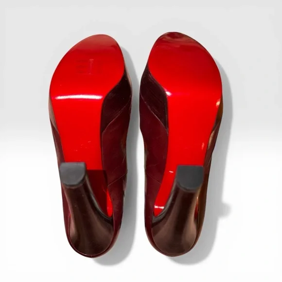 Christian Louboutin Leather Bibi Platform Pumps Bordeaux size 41.5 - Picture 5 of 16
